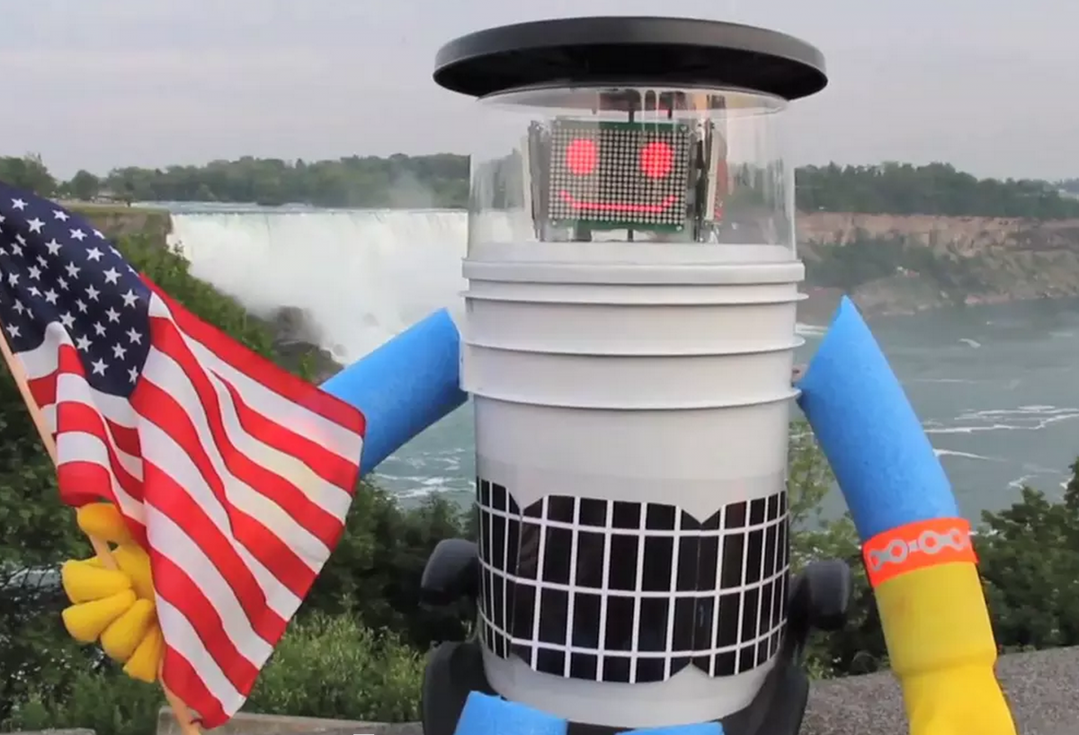 Hitchhike Robot on one of its happy days